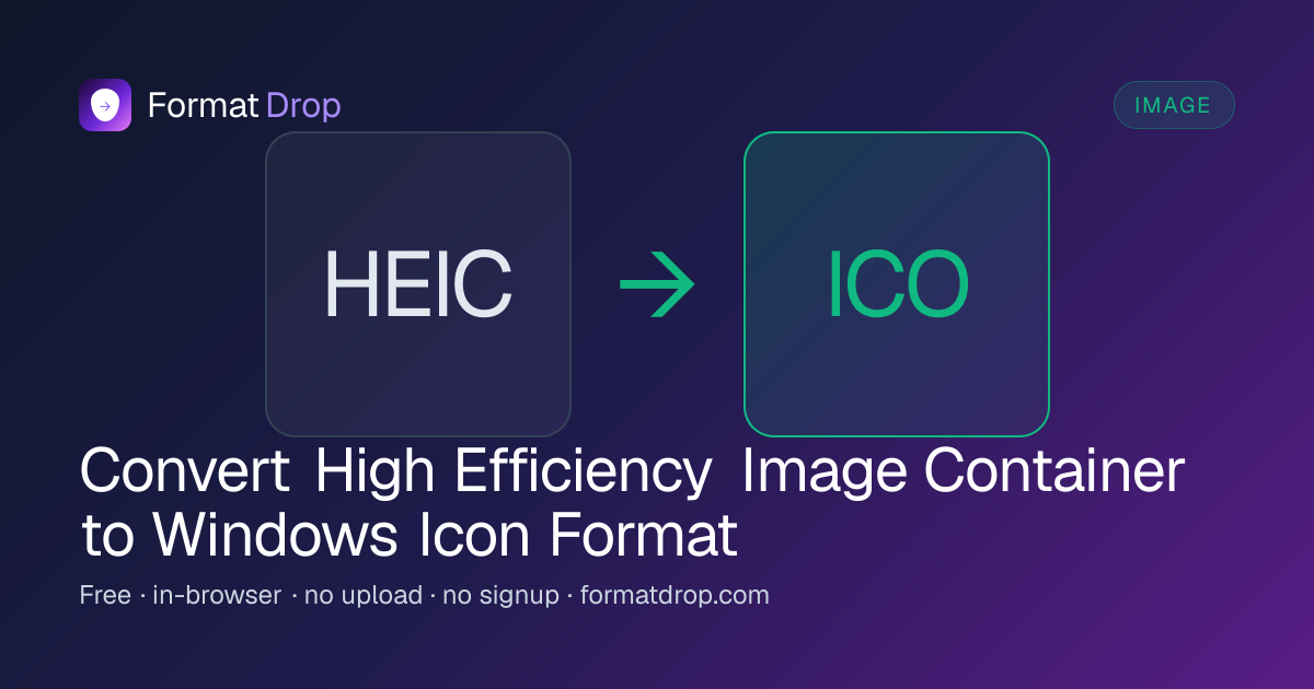 HEIC to ICO Converter — Free, Online, No Upload | FormatDrop