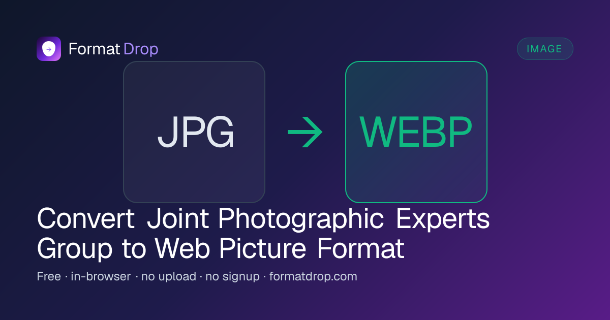 JPG to WebP — Free, Smaller Files, No Upload | FormatDrop