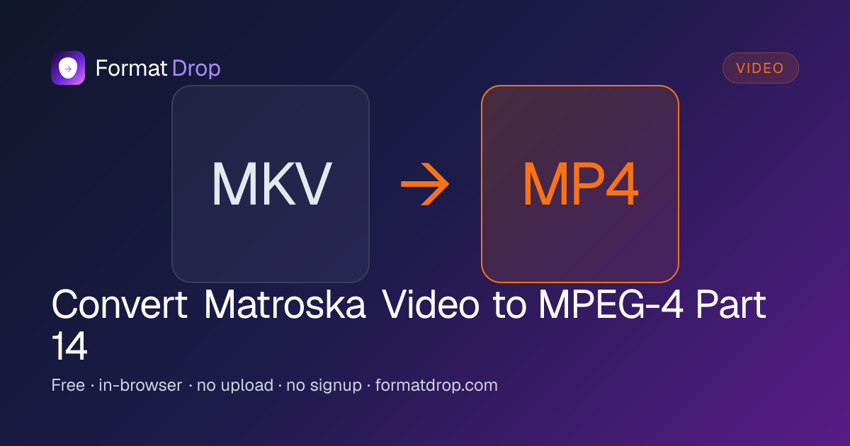 MKV to MP4 Converter — Free, Fast, No Upload | FormatDrop