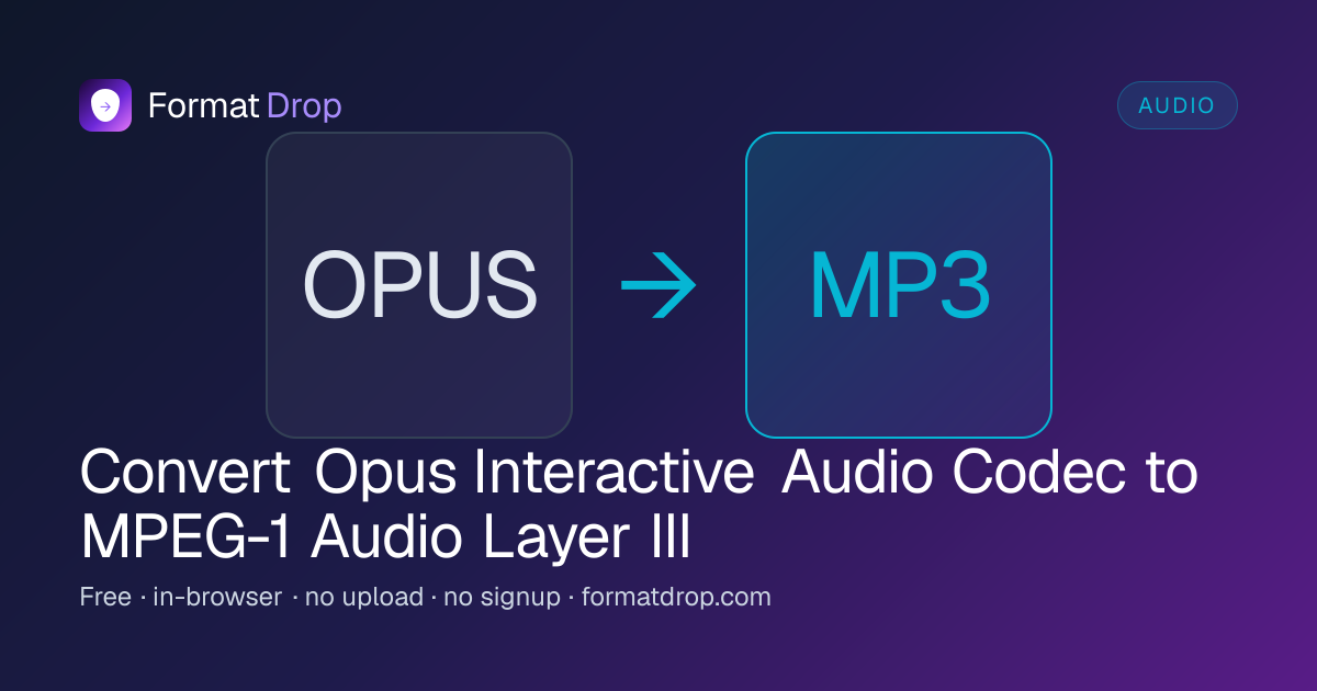 Opus to MP3 Converter — Free, Fast, No Upload | FormatDrop