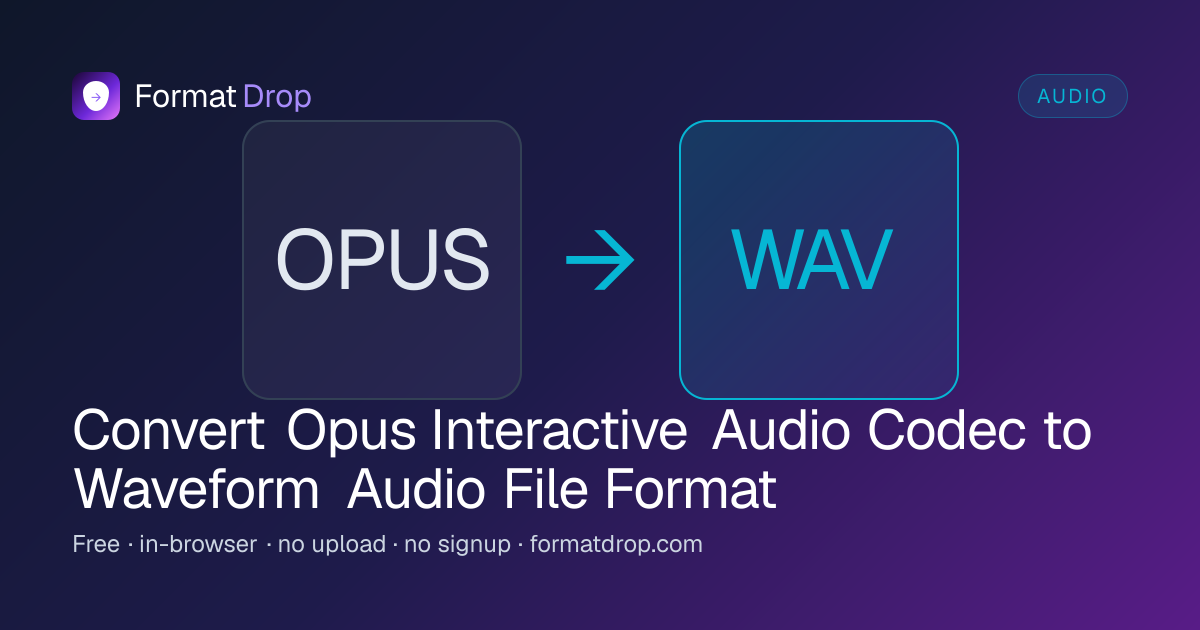 Opus to WAV — Free, Lossless Output, No Upload | FormatDrop