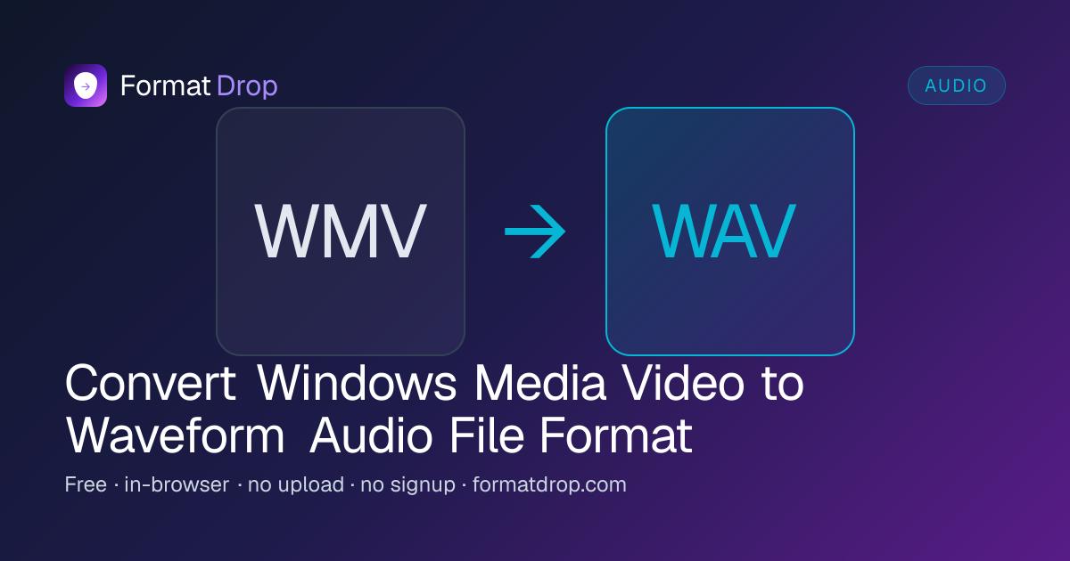 WMV to WAV Converter — Free, Online, No Upload | FormatDrop